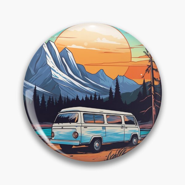 Item preview, Adventure On-The-Go: Van Travel Sticker - Perfect for Wanderlust and Travel Enthusiasts | Traveler Sticker | Van Sticker | Pin Button for Traveler designed and sold by CustomGiftBrand.