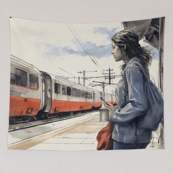Item preview, A Woman Waiting for the Train designed and sold by Sketch-Shack.