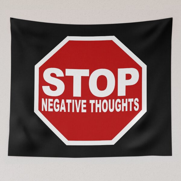 Item preview, Stop Negative Thoughts (Stay Positive • Stop Road Sign • Viral Quote about Mental Health) designed and sold by SassyClassyMe.