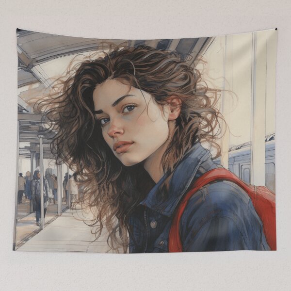 Item preview, A Woman Waiting for the Train designed and sold by Sketch-Shack.