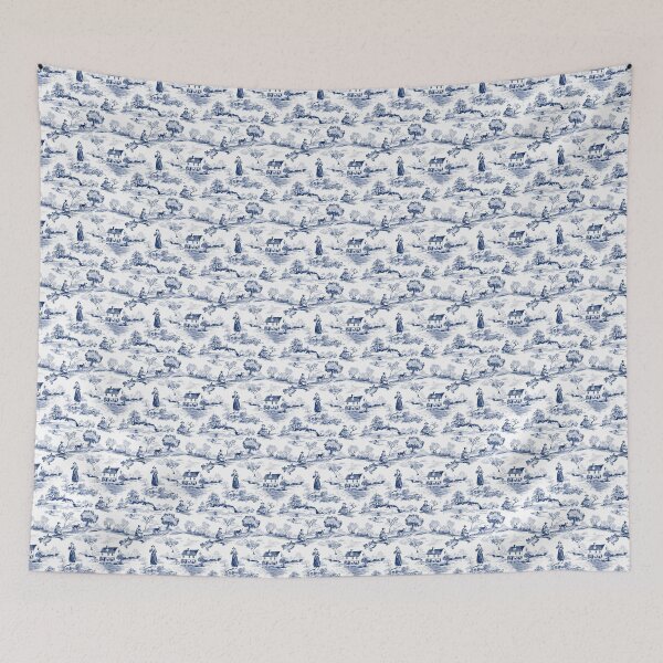 Item preview, Vintage French Toile de Jouy (Blue) #4 designed and sold by BrushstrokesA.