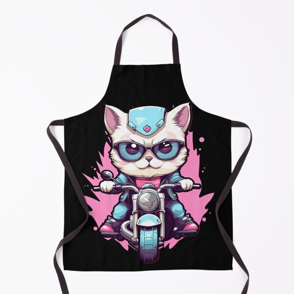 Item preview, Rebel Rides: White Kitten with Sunglasses on a Motorbike | Tattoo-inspired Art designed and sold by BNCH44.
