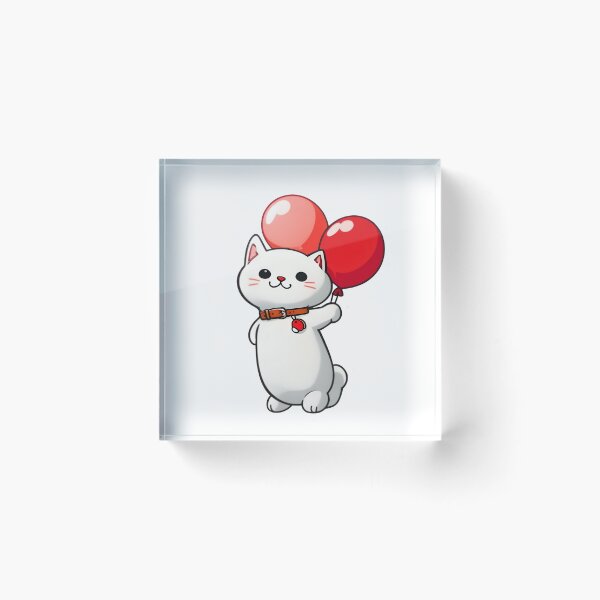Item preview, cute cat with ballon designed and sold by Cuddleblossom.