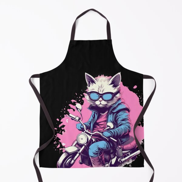 Item preview, The Blue Rider: Cat in Sunglasses Riding Motorbike on Pink | Ink and Color Art designed and sold by BNCH44.