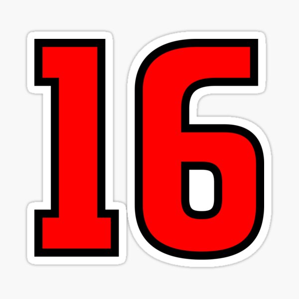 Number Sixteen No 16 Two Color Red Sticker By Theshirtshops Redbubble