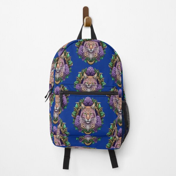 Item preview, Bobcat Surrounded By Purple Lilac Blossom New Hampshire State Tattoo Art designed and sold by taiche.