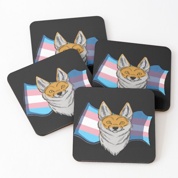 Item preview, fox with transgender flag designed and sold by Artbyscrappy.