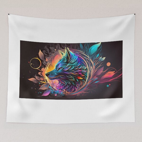 Item preview, Abstract Psychedelic Wolf Face  Art  designed and sold by PeteRascal.