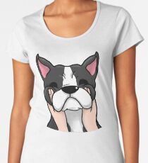 Funny Chubby Cheeks Boston Terrier Women's Premium T-Shirt