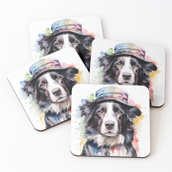 Aperçu de l'œuvre Border Collie avec chapeau créée et vendue par InkLines.