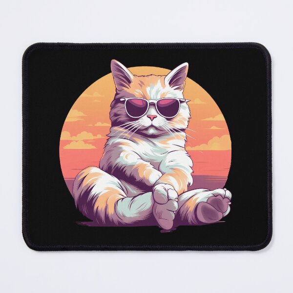 Item preview, Sunset Vibes: Cat in Sunglasses on Beach | Pop Art Illustration designed and sold by BNCH44.