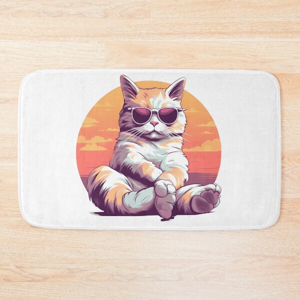 Item preview, Sunset Vibes: Cat in Sunglasses on Beach | Pop Art Illustration designed and sold by BNCH44.