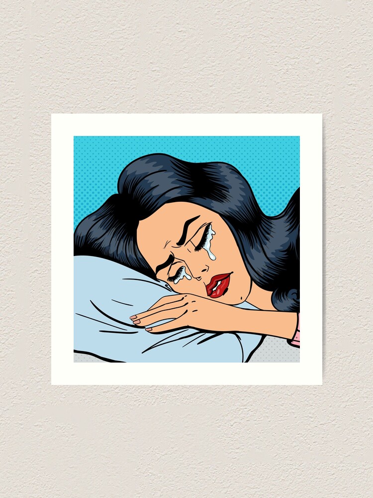 Weinende Frau Erschopfte Frau Frau Weint In Einem Kissen Pop Art Kunstdruck Von Ivector Redbubble