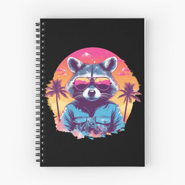 Item preview, Wildlife Wanderer: Raccoon with Sunglasses and Palm Trees | Colorful Retro Portraiture designed and sold by BNCH44.