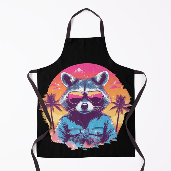Item preview, Wildlife Wanderer: Raccoon with Sunglasses and Palm Trees | Colorful Retro Portraiture designed and sold by BNCH44.