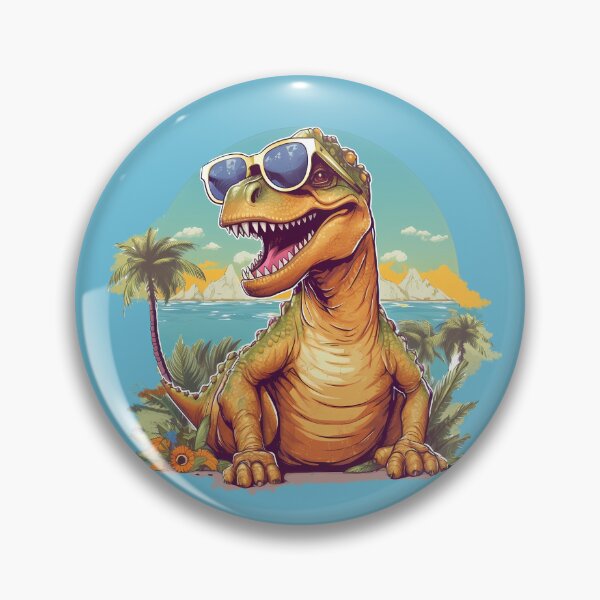 Item preview, Sun-Kissed Dino Delight: Sunglasses-Wearing Dinosaur in Sand | Realistic Tropical Landscape designed and sold by BNCH44.