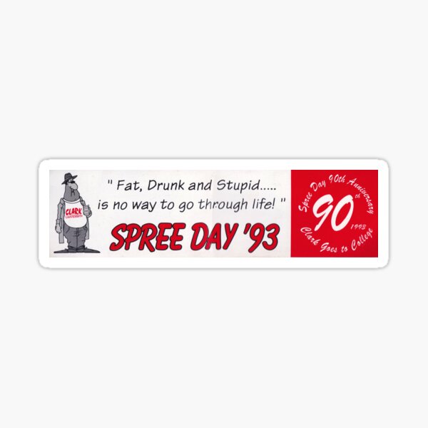 Item preview, Vintage Clark University Spree Day Bumper Sticker designed and sold by Nostalgia Tees, Stickers, Art & More.