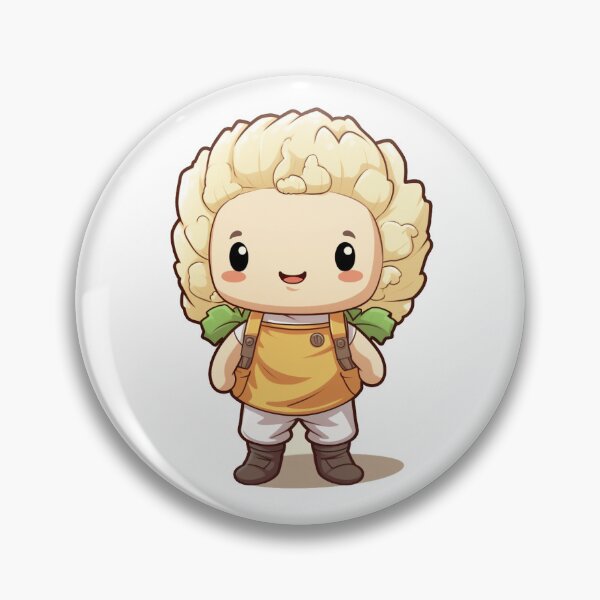 Item preview, Cute Kawaii Cauliflower Gardener Illustration designed and sold by PatternsFTW.