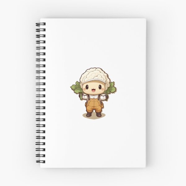 Item preview, Cute Happy Kawaii Cauliflower Gardener Illustration designed and sold by PatternsFTW.