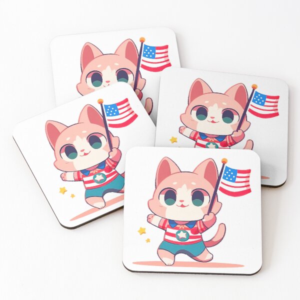 Item preview, American cat celebrating independence day designed and sold by HappyCuteCat.