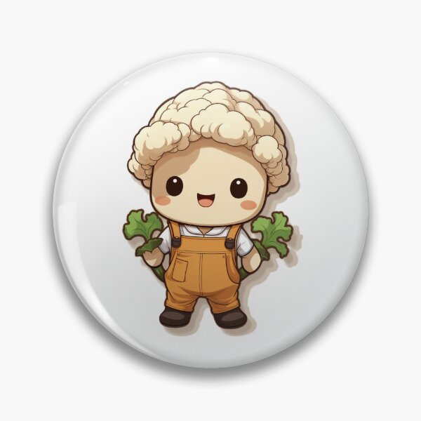 Item preview, Cute Smiling Kawaii Cauliflower Gardener Illustration designed and sold by PatternsFTW.