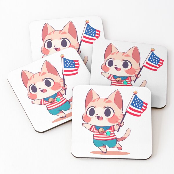 Item preview, American cat celebrating independence day designed and sold by HappyCuteCat.
