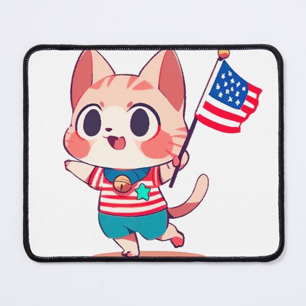 Item preview, American cat celebrating independence day designed and sold by HappyCuteCat.