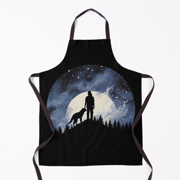 Item preview, Celestial Companions: Man and Dog Silhouette under the Full Moon | Cosmic Landscapes designed and sold by BNCH44.