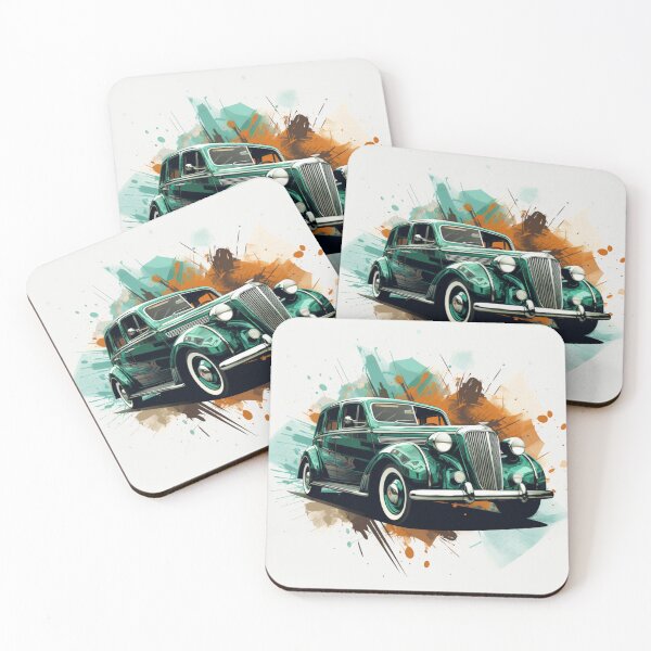 Item preview, green retro car  designed and sold by Sylwia Kuc.