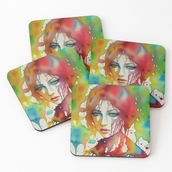 Item preview, beautiful woman flowing through watercolours designed and sold by omfardostyle.