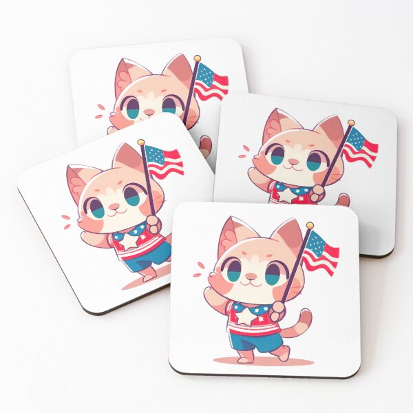 Item preview, American cat celebrating independence day designed and sold by HappyCuteCat.