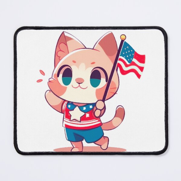 Item preview, American cat celebrating independence day designed and sold by HappyCuteCat.