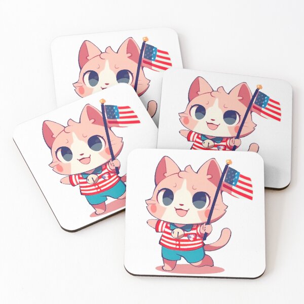 Item preview, American cat celebrating independence day designed and sold by HappyCuteCat.