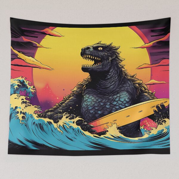 Item preview, Giant Radioactive Monster Emerging from the Sea with a Surfboard: The Epic Encounter of Chaos and the Waves designed and sold by SingularityGeek.