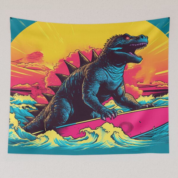 Item preview, Giant Summer Surfer Dinosaur: Catching the Waves with Prehistoric Style and Sun-kissed Adventure designed and sold by SingularityGeek.