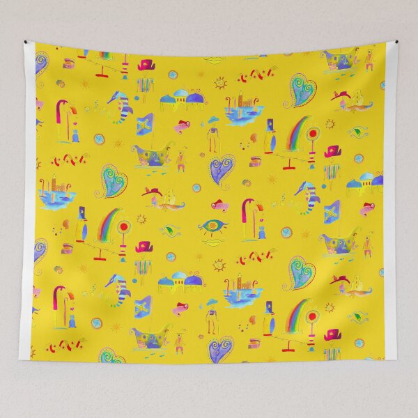 Item preview, Palyful figurative circus yellow designed and sold by Alessandro Remo Mazzoni Remotextiles.