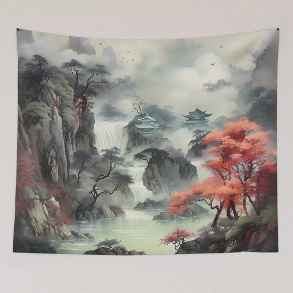 Item preview, Shan Shui Ink Wash Landscape designed and sold by MTJ-Mushrooms.