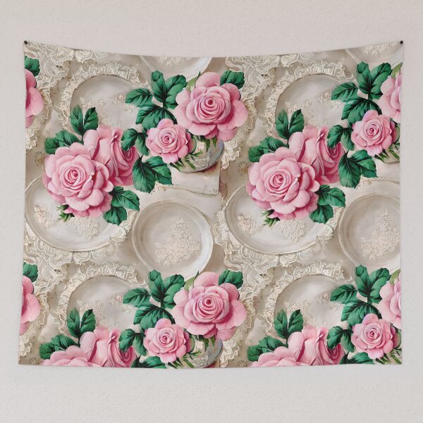 Item preview, Roses and lace French shabby chic rococo pattern designed and sold by SophieClimaArt.