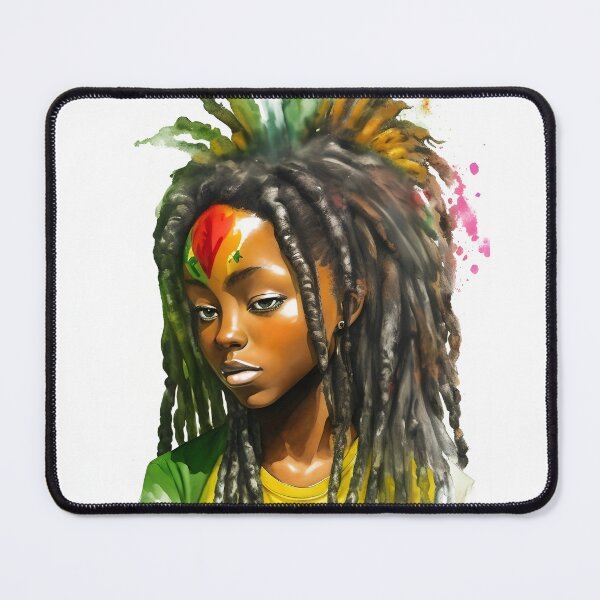 Item preview, Reggae Girl with Rasta Dreadlocks Watercolor design designed and sold by EddieBalevo.