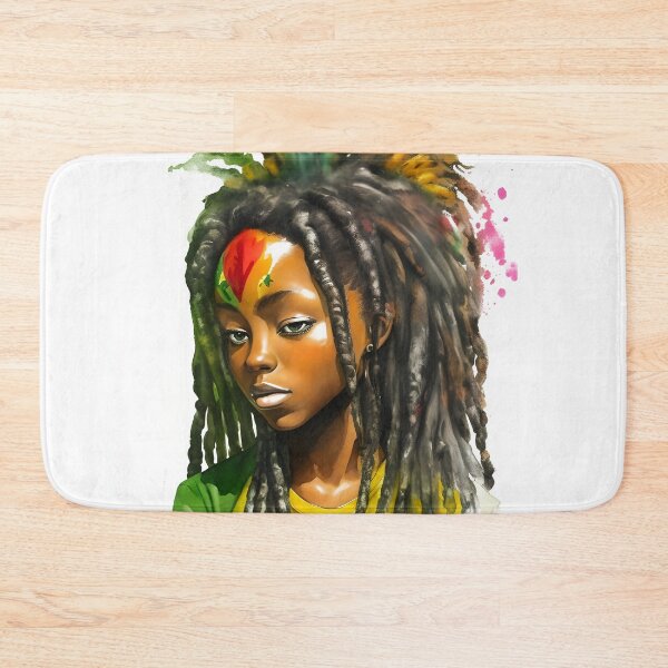 Item preview, Reggae Girl with Rasta Dreadlocks Watercolor design designed and sold by EddieBalevo.