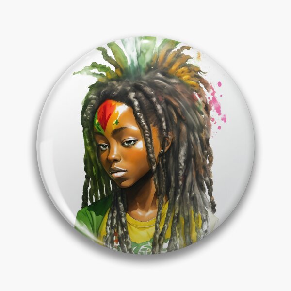 Item preview, Reggae Girl with Rasta Dreadlocks Watercolor design designed and sold by EddieBalevo.