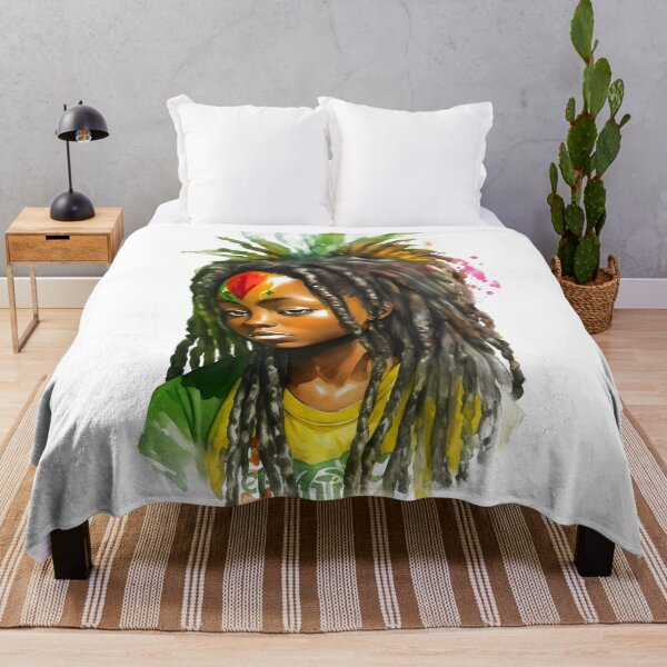 Item preview, Reggae Girl with Rasta Dreadlocks Watercolor design designed and sold by EddieBalevo.