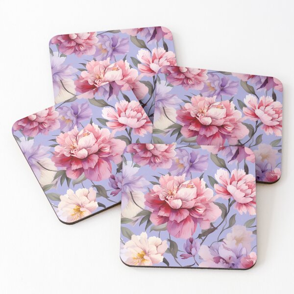 Item preview, Floral Peony Purple Pink Green Ivory Watercolour designed and sold by MTJ-Mushrooms.