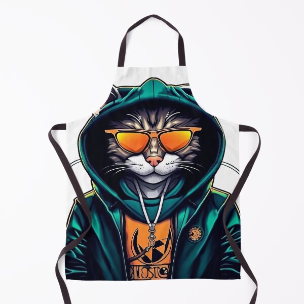 Artikelvorschau, Futuristische Katze mit Kapuze und Sonnenbrille - Digitale Kunst entworfen und verkauft von PixelSpectrum.