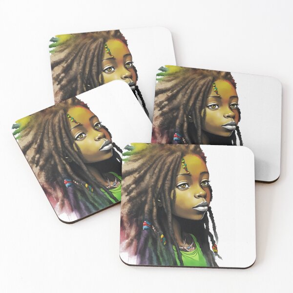 Item preview, Reggae Girl with Rasta Hairstyle Watercolor design designed and sold by EddieBalevo.