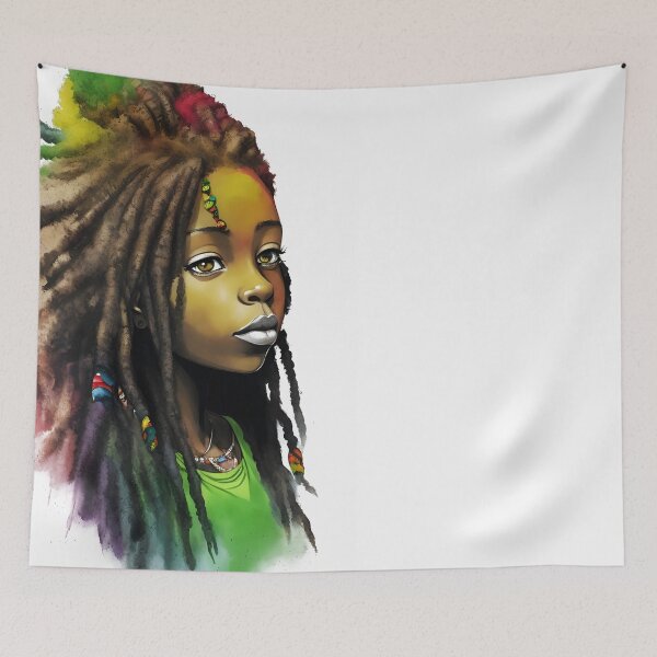 Item preview, Reggae Girl with Rasta Hairstyle Watercolor design designed and sold by EddieBalevo.