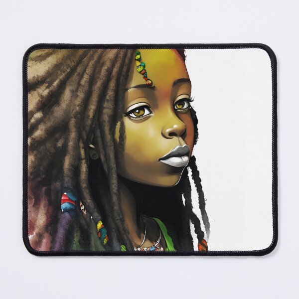 Item preview, Reggae Girl with Rasta Hairstyle Watercolor design designed and sold by EddieBalevo.