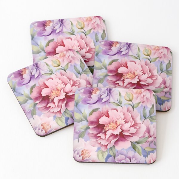 Item preview, Floral Peony Purple Pink Green Ivory Watercolour designed and sold by MTJ-Mushrooms.