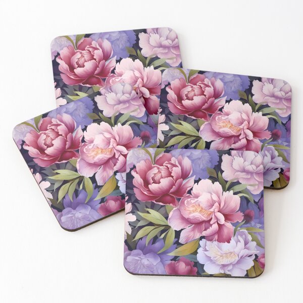 Item preview, Floral Peony Purple Pink Green Ivory Watercolour designed and sold by MTJ-Mushrooms.