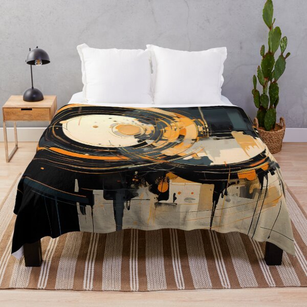 Item preview, Abstract art circles bold lines and colours black yellow grey cream designed and sold by MTJ-Mushrooms.